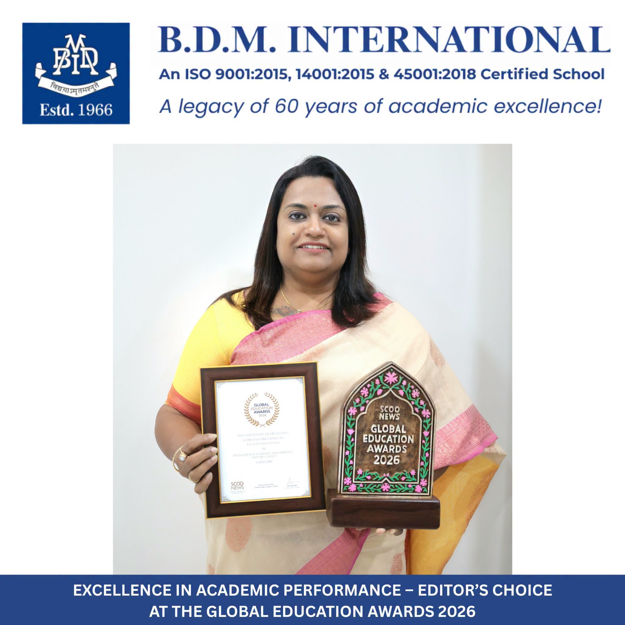 B.D.M. International Honoured at Global Education Awards 2026